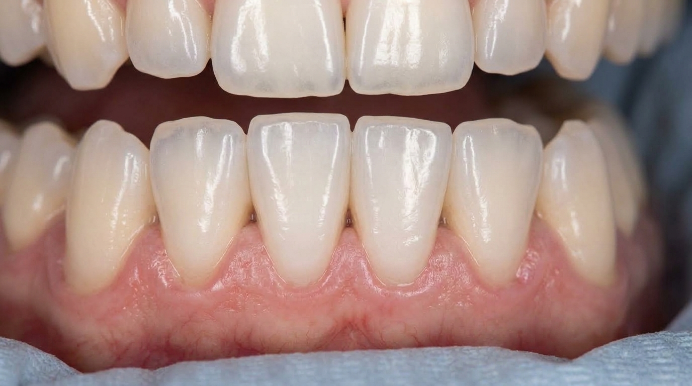 After Ultrasonic Scaling & Polishing - Clean White Enamel