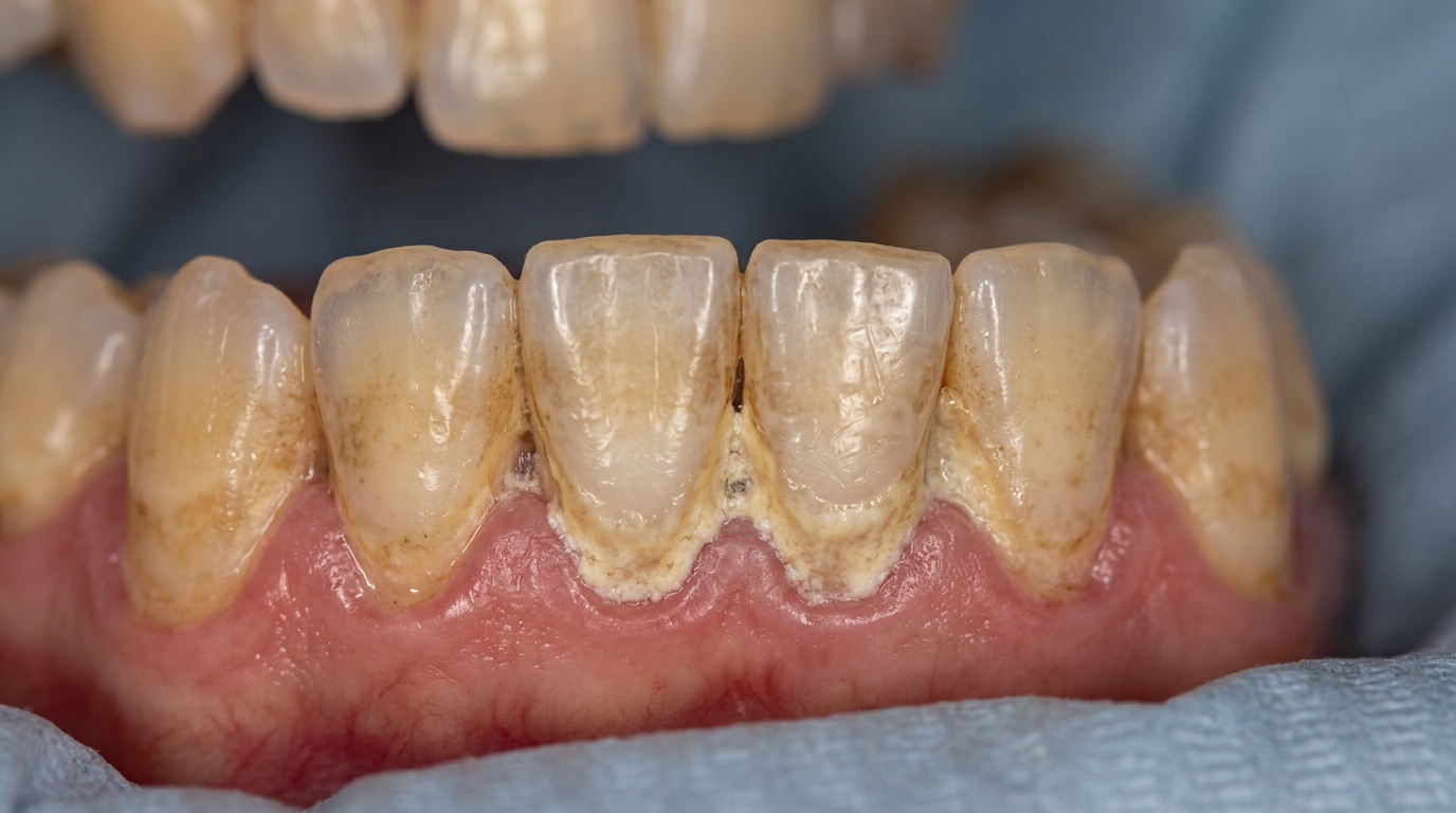 Before Dental Scaling - Yellow Stains & Tartar Calculus